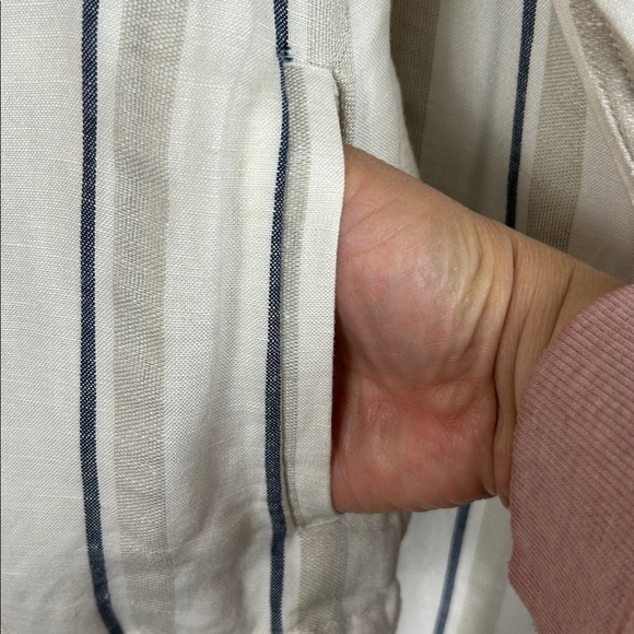 Rails Rowen Linen Blend Utility Practical Button Front Stripe Jacket Small Cream - Picture 9 of 14
